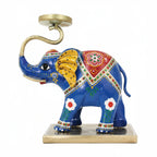 Traditional Colorful Metal Elephant Tealight Holder – Handcrafted Tabletop Decor I-425-A