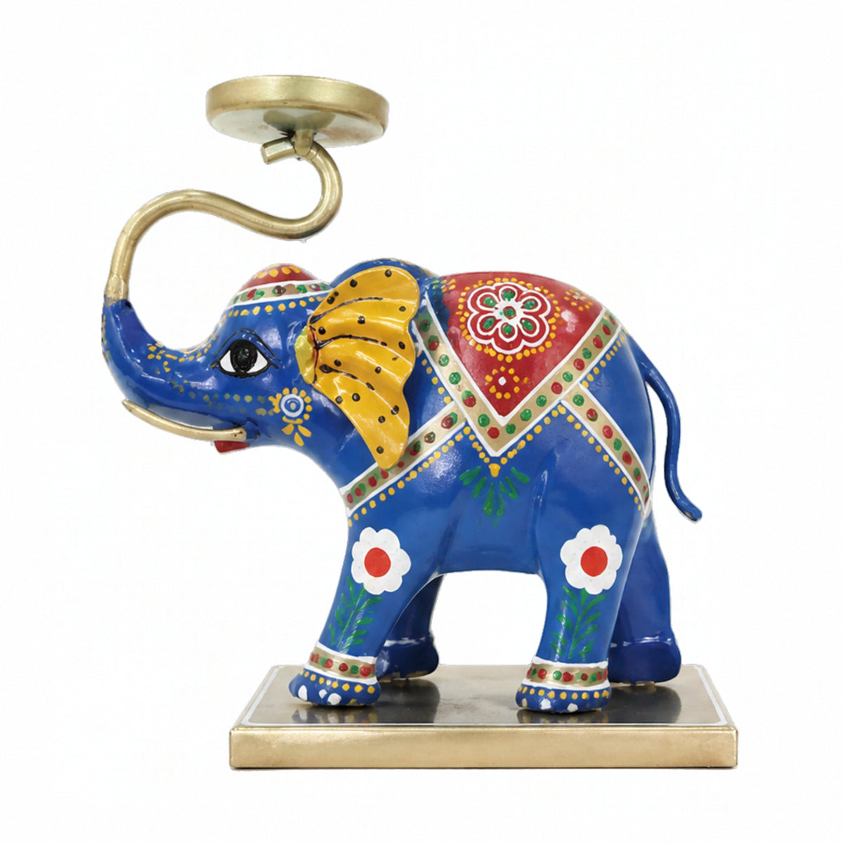 Traditional Colorful Metal Elephant Tealight Holder – Handcrafted Tabletop Decor I-425-A