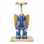 Traditional Colorful Metal Elephant Tealight Holder – Handcrafted Tabletop Decor I-425-A