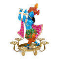 Traditional Metal Krishna Tealight Candle Holder – Vibrant Tabletop Showpiece I-305-A