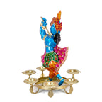 Traditional Metal Krishna Tealight Candle Holder – Vibrant Tabletop Showpiece I-305-A