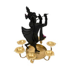 Traditional Metal Krishna Tealight Candle Holder – Vibrant Tabletop Showpiece I-305-A