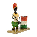 Traditional Rajasthani Metal Musician Pen Holder – Hand-Painted Desk Decor I-424-A