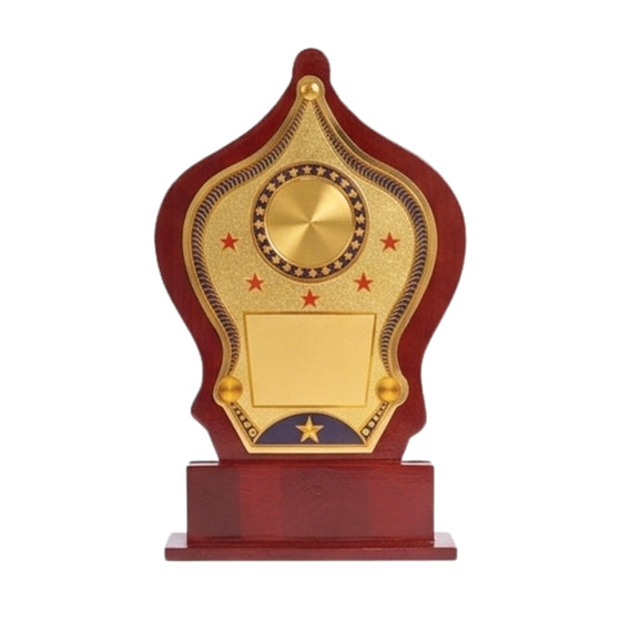 Classic 5-Star Flame Silhouette Wooden Award Shield M-472