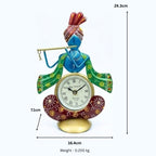 Handcrafted Lord Krishna Iron Table Clock & Spiritual Desk Decor I-309-A