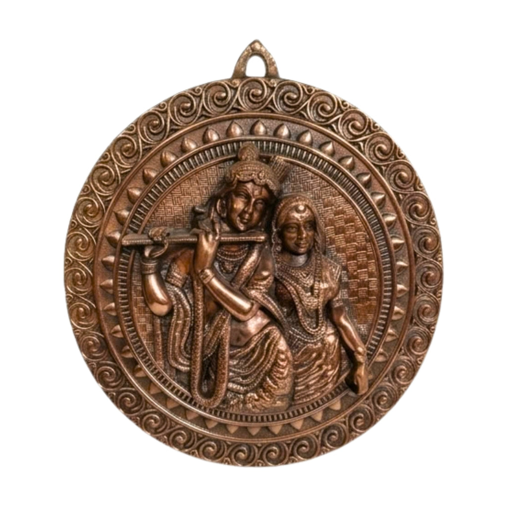 Handcrafted Gunmetal Copper Finish Radha Krishna Wall Hanging G-286-A