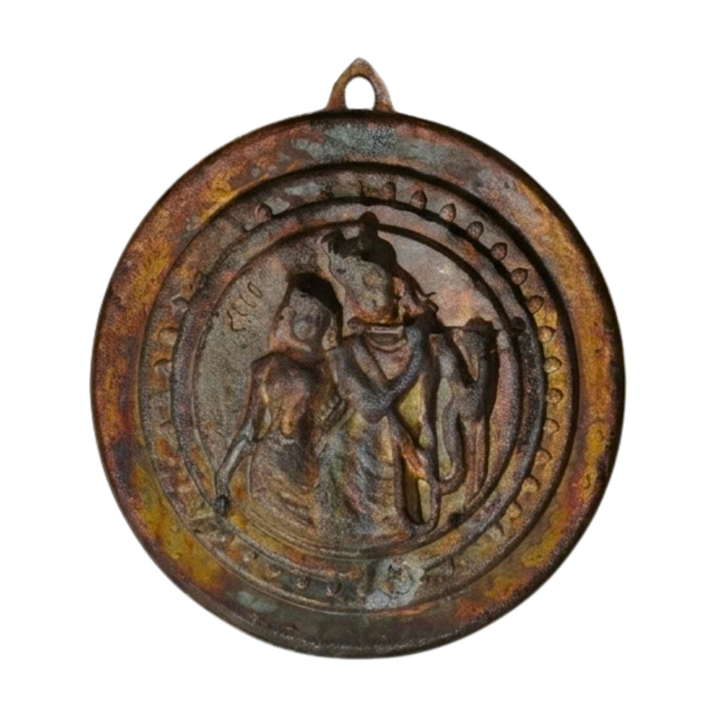 Handcrafted Gunmetal Copper Finish Radha Krishna Wall Hanging G-286-A