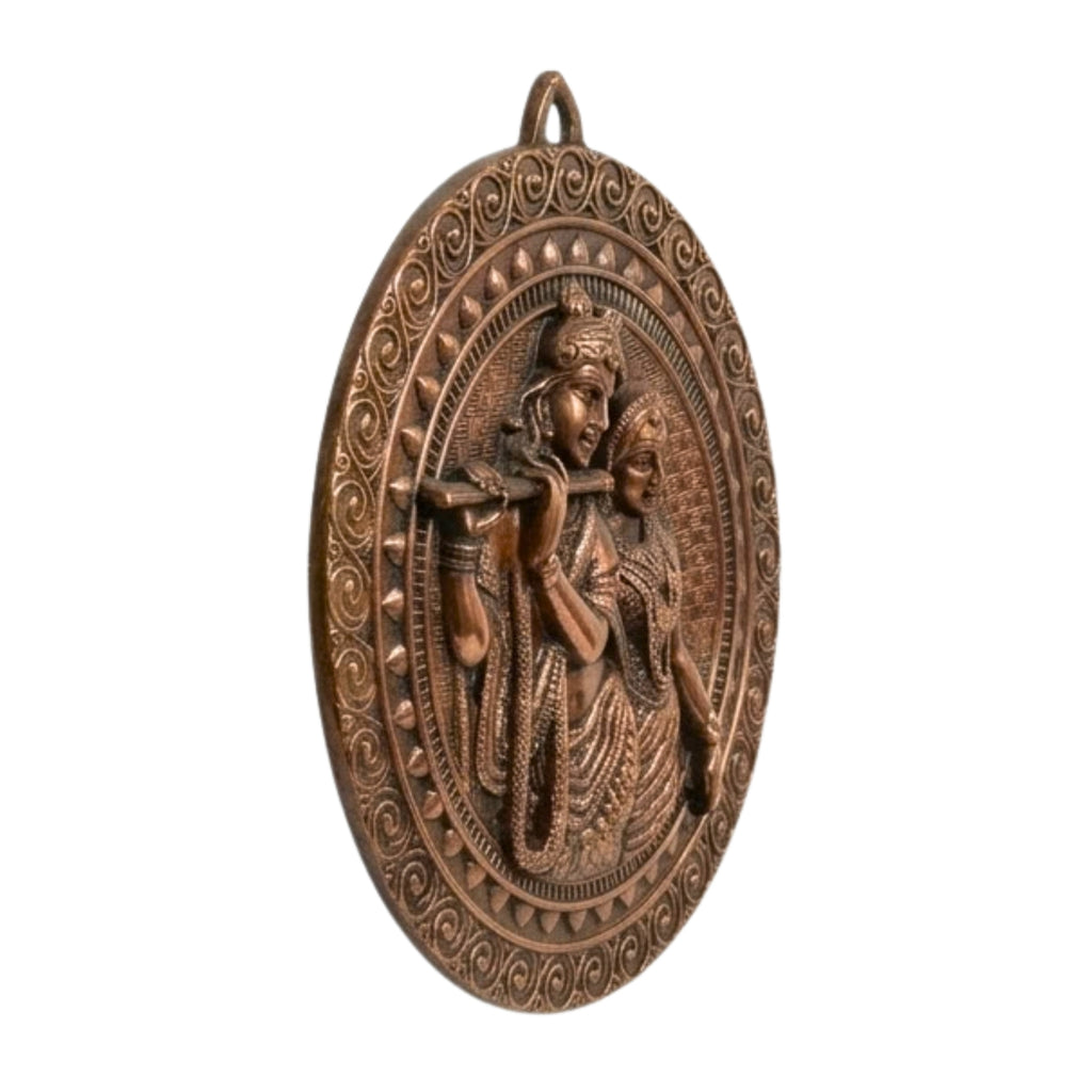 Handcrafted Gunmetal Copper Finish Radha Krishna Wall Hanging G-286-A
