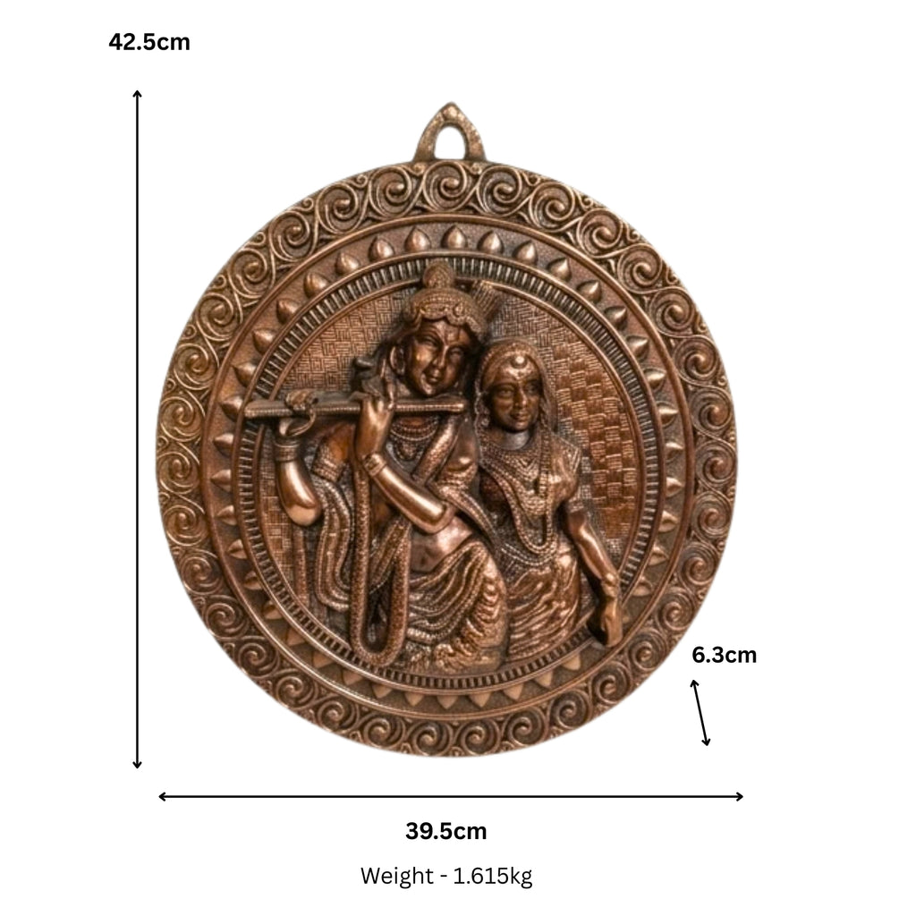 Handcrafted Gunmetal Copper Finish Radha Krishna Wall Hanging G-286-A