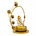 Modern Metal Ganesha Showpiece with Ring Light – Luxury Tabletop Devotional Decor I-432-A