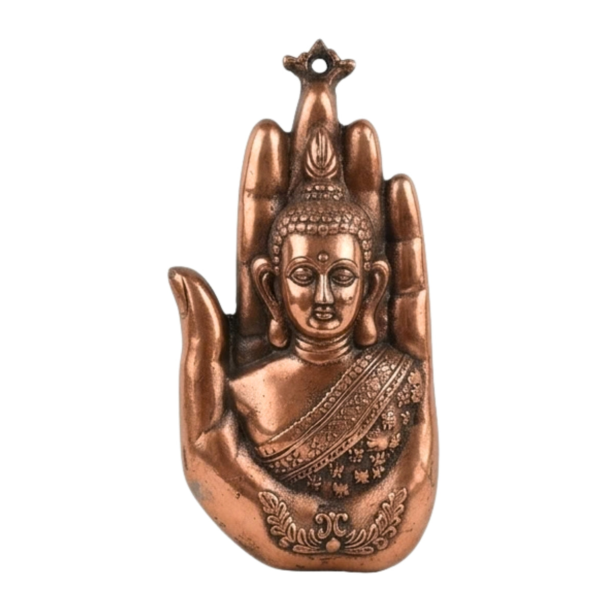 Antique Gunmetal Copper Finish Lord Gautam Buddha Palm Metal Wall Hanging Showpiece G-4-A