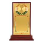 Elegant Multi-Size Wooden Recognition Shield Trophy with Circular Laurel Emblem M-24
