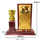 Premium Wooden Recognition Shield with Golden Plate and Fiber Ashoka Lion Emblem Pillar M-615-A