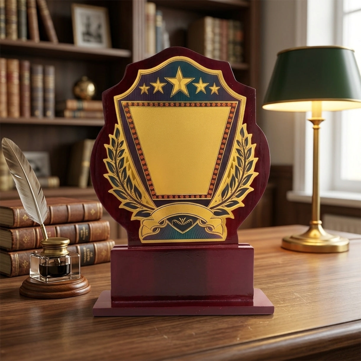 Premium Wooden Recognition Shield Memento M-639