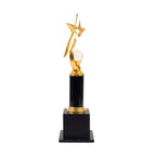 Premium Golden Star Metal Memento | Elegant Crystal Ball & Black Pillar Trophy Award M-218