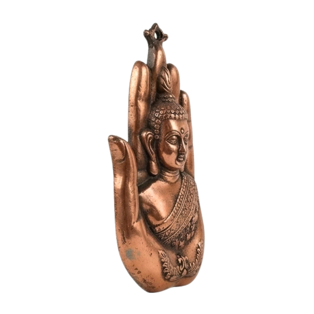 Antique Gunmetal Copper Finish Lord Gautam Buddha Palm Metal Wall Hanging Showpiece G-4-A