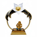 Modern Metal Ganesha Showpiece with LED Ring Light – Luxury Tabletop Devotional Decor I-415-A