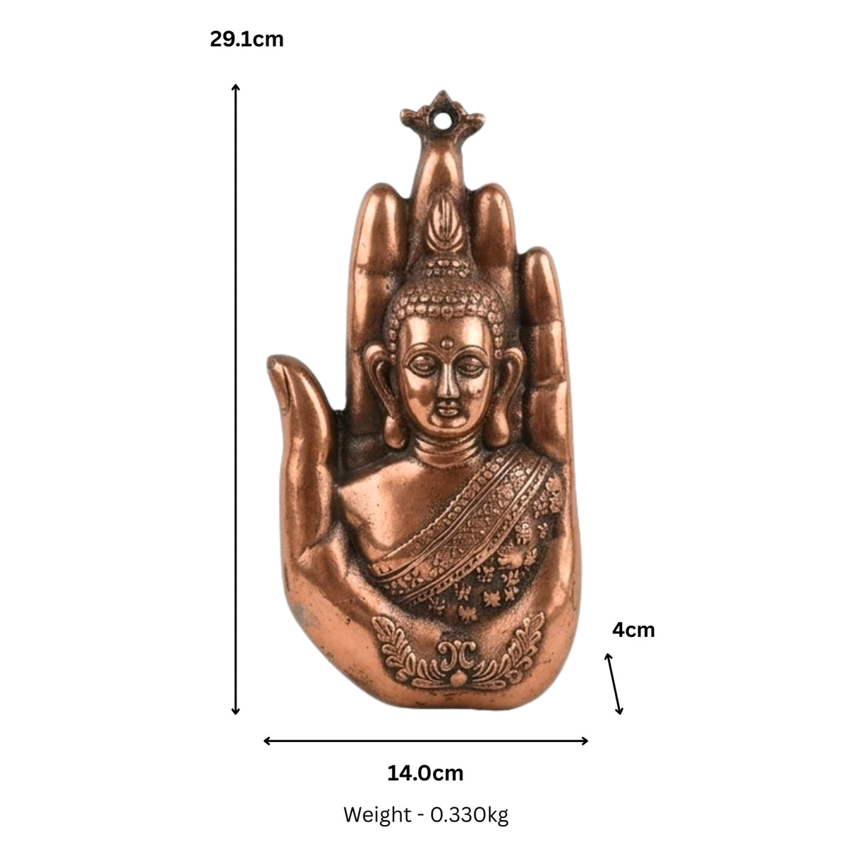 Antique Gunmetal Copper Finish Lord Gautam Buddha Palm Metal Wall Hanging Showpiece G-4-A