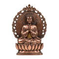 Exquisite Gunmetal Copper Finish Meditating Buddha Statue with Ornate Halo G-274-A