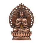 Exquisite Gunmetal Copper Finish Meditating Buddha Statue with Ornate Halo G-274-A