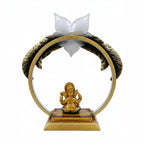 Modern Metal Ganesha Showpiece with LED Ring Light – Luxury Tabletop Devotional Decor I-415-A