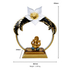 Modern Metal Ganesha Showpiece with LED Ring Light – Luxury Tabletop Devotional Decor I-415-A