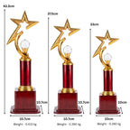 Elite Gold Star Trophy Award – Red Column & Wooden Base Memento M-218