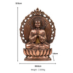 Exquisite Gunmetal Copper Finish Meditating Buddha Statue with Ornate Halo G-274-A