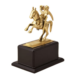 CraftEarth Brass Idol Rani Lakshmi Bai on Wooden Stand