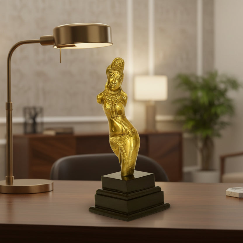 Brass Idol Shalbhanjika on Wooden Stand - BR-4