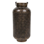 Antique Bronze Finish Metal Floor Lantern & Flower Vase | Decorative Jali Cut Cutwork Tea Light Holder Stand I-75-A