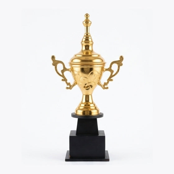 Premium Golden Championship Trophy Cup with Traditional Ornate Handles M-219