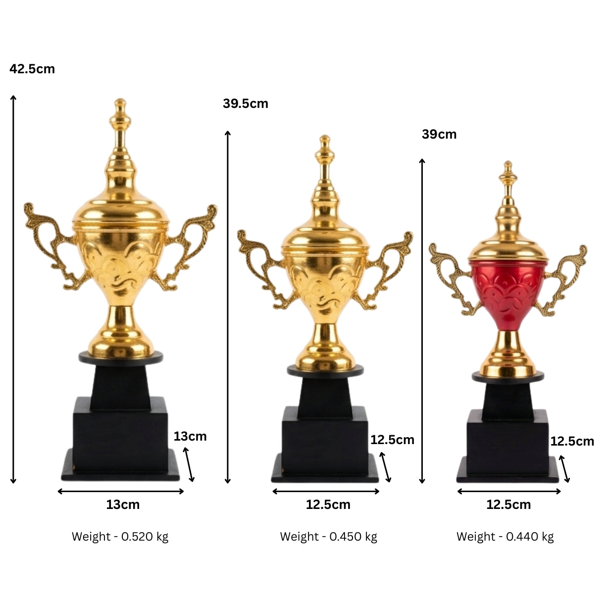 Premium Golden Championship Trophy Cup with Traditional Ornate Handles M-219