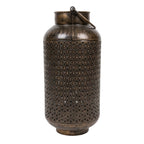 Antique Bronze Finish Metal Floor Lantern & Flower Vase | Decorative Jali Cut Cutwork Tea Light Holder Stand I-75-A