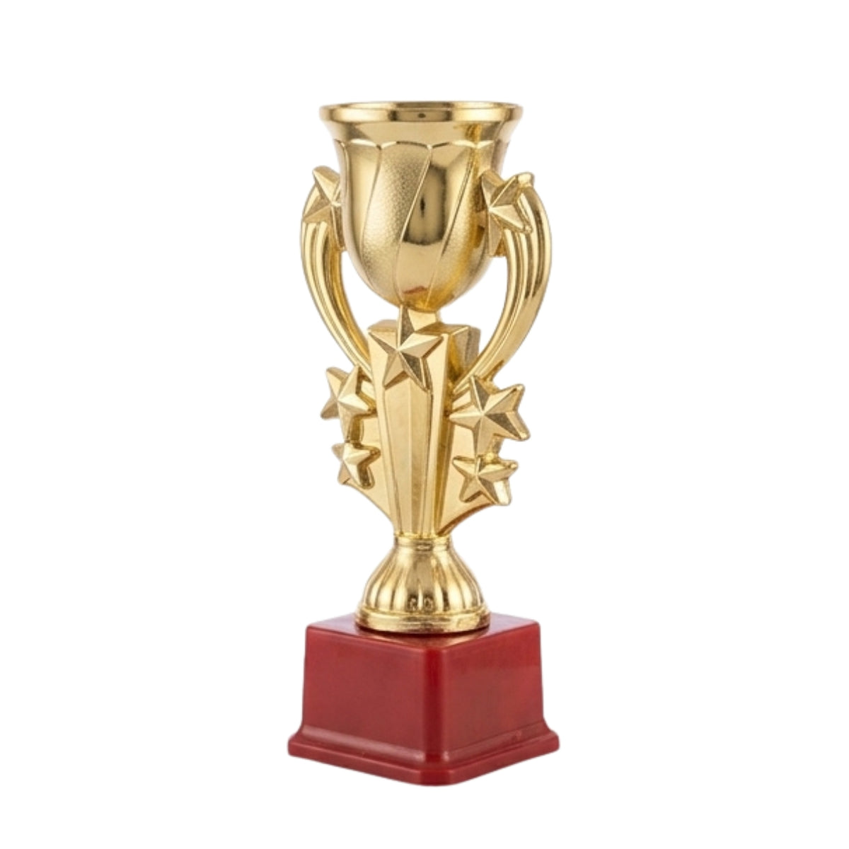 Premium Golden Fiber Star Trophy Cup with Red Pedestal Base M-8