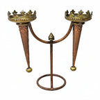 Vintage Antique Copper Candelabra – 2-Light Metal Taper Candle Holder Stand with Crown Accents I-433-A