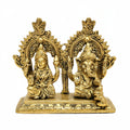 Exquisite Brass Lakshmi Ganesha Idol Set with Twin Prabhavali Arch Decor BR-467-A