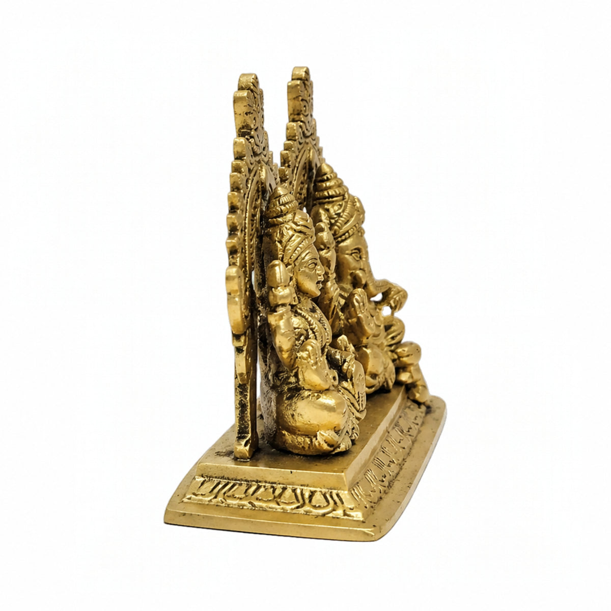 Exquisite Brass Lakshmi Ganesha Idol Set with Twin Prabhavali Arch Decor BR-467-A