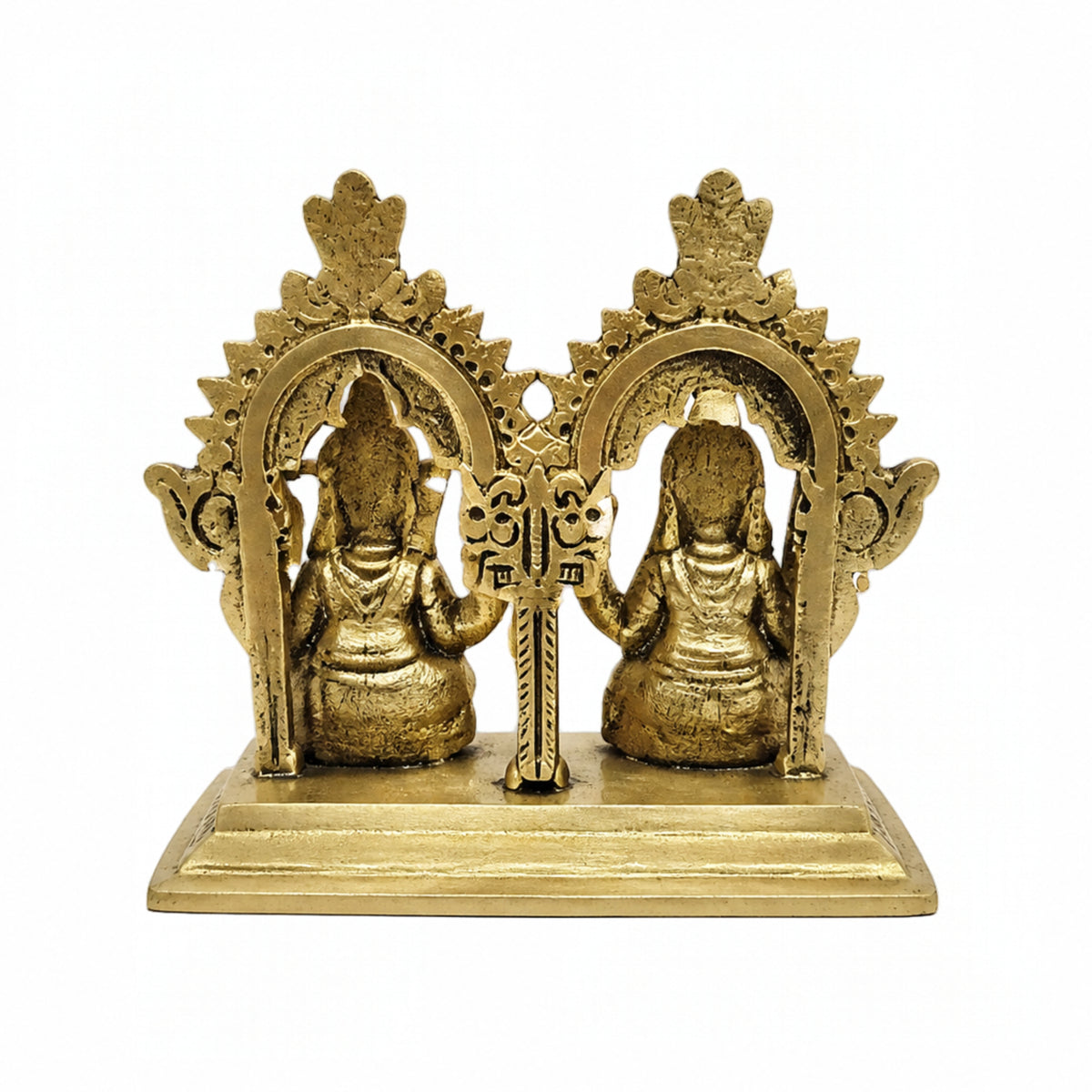 Exquisite Brass Lakshmi Ganesha Idol Set with Twin Prabhavali Arch Decor BR-467-A