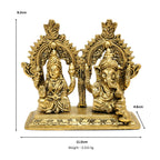 Exquisite Brass Lakshmi Ganesha Idol Set with Twin Prabhavali Arch Decor BR-467-A