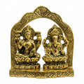 Antique Golden Metal Lakshmi Ganesha Idol with Arch (9.2cm x 11cm) – Sacred Laxmi Ganesh Murti for Home Décor, Diwali Puja, and Gifting W-265-A