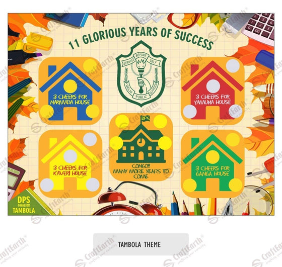 CraftEarth Tambola Theme Tickets (Pack of 12) Design 1