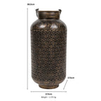 Antique Bronze Finish Metal Floor Lantern & Flower Vase | Decorative Jali Cut Cutwork Tea Light Holder Stand I-75-A