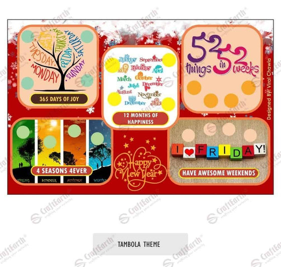 CraftEarth Tambola Theme Tickets (Pack of 12) Design 12