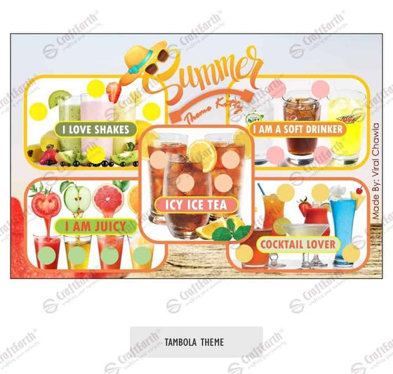 CraftEarth Tambola Theme Tickets (Pack of 12) Design 14