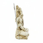 Meditating Lord Shiva Fiber Idol with Trishul (9.2cm x 11cm) – White Marble Finish Mahadev Murti for Car Dashboard, Home Décor, Pooja Mandir, and Gifting F-179-A