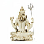 Meditating Lord Shiva Fiber Idol with Trishul (9.2cm x 11cm) – White Marble Finish Mahadev Murti for Car Dashboard, Home Décor, Pooja Mandir, and Gifting F-179-A