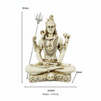 Meditating Lord Shiva Fiber Idol with Trishul (9.2cm x 11cm) – White Marble Finish Mahadev Murti for Car Dashboard, Home Décor, Pooja Mandir, and Gifting F-179-A