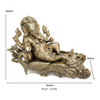 Premium Reclining Lord Ganesha on Peacock Couch (41.6cm x 25.6cm) – 10.29kg Heavy Pure Brass Resting Ganesh Murti for Home Décor, Office Lobby, and Luxury Gifting BR-364-A