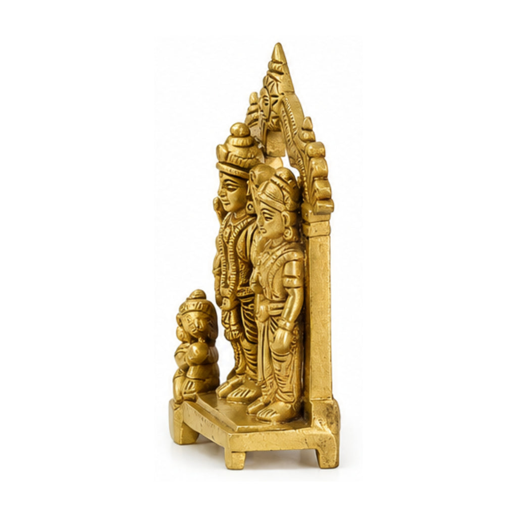 Handcrafted Brass Ram Darbar Idol (9.8 cm) – Lord Rama, Sita, Lakshman, and Hanuman Murti for Home Temple & Gifting BR-382-A